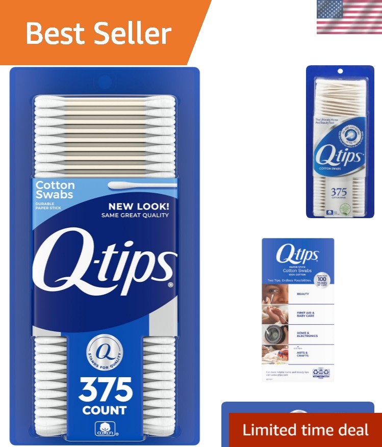 Versatile 375 Count Cotton Swabs – Ideal for Hygiene, Electronics & Beauty Use