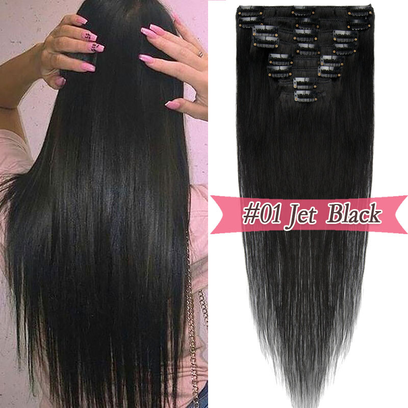 Invisible Clip In 8pieces Balayage Indian Remy Human Hair Extensions Full Head