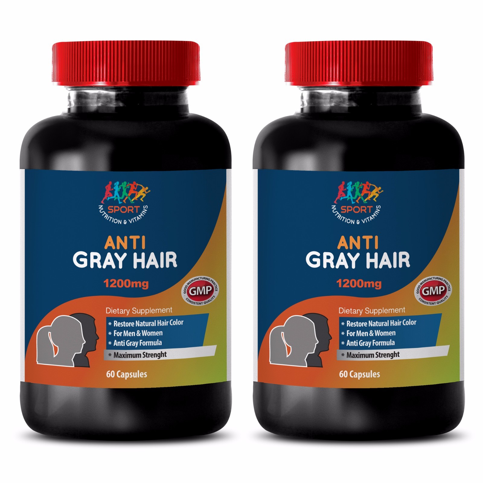 Powerful Hair Supplements – Anti-Gray Hair 1200mg – Gray Hair Treatment 2B