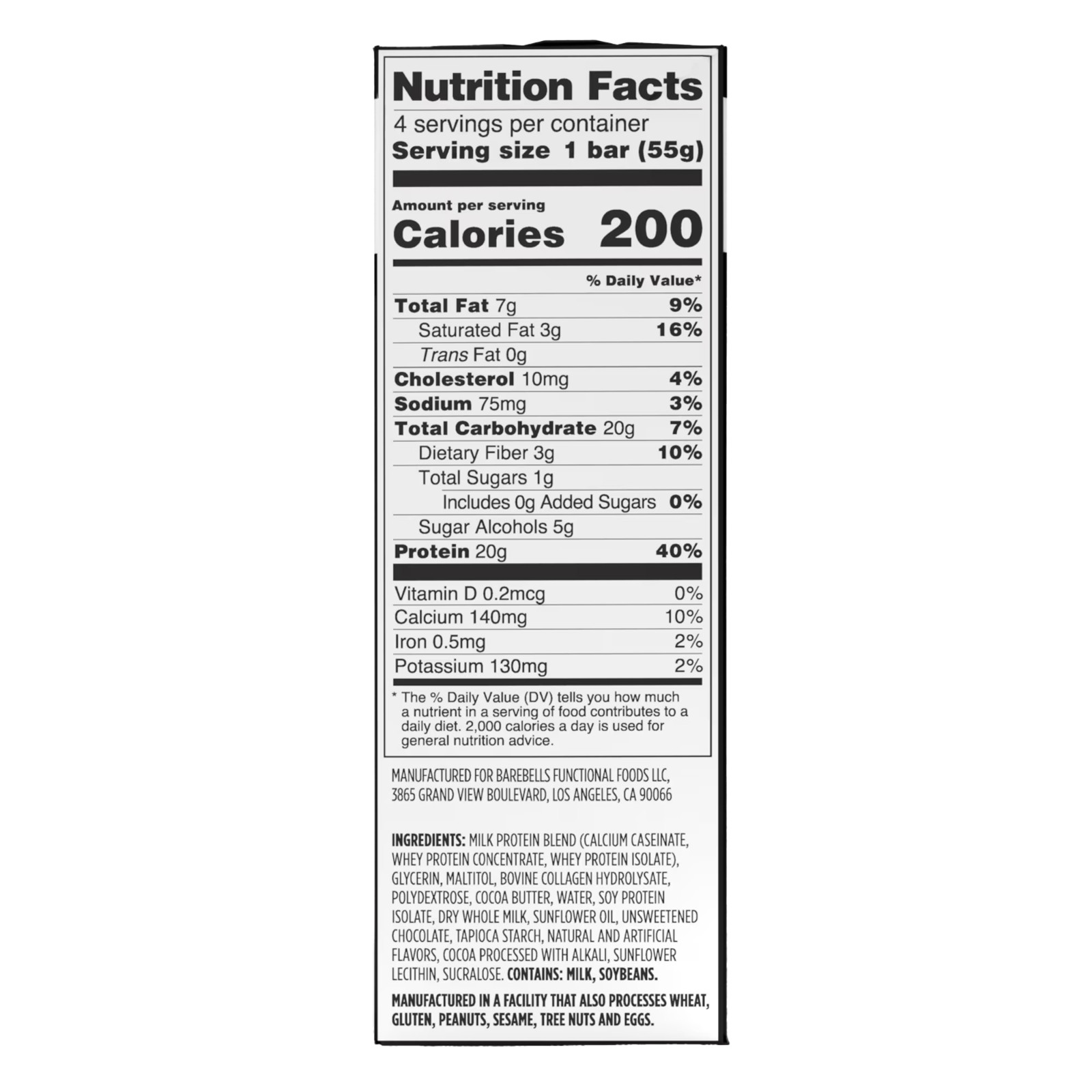 Barebells Protein Bars with 20g High Protein, 1.9oz Bars, Cookies & Cream – 4 Co