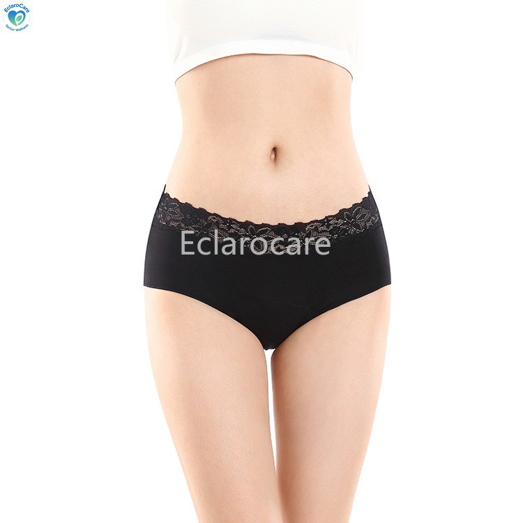 2pcs Adjustable waistband Period Underwear Women Lace Mid-Rise Menstrual Panties