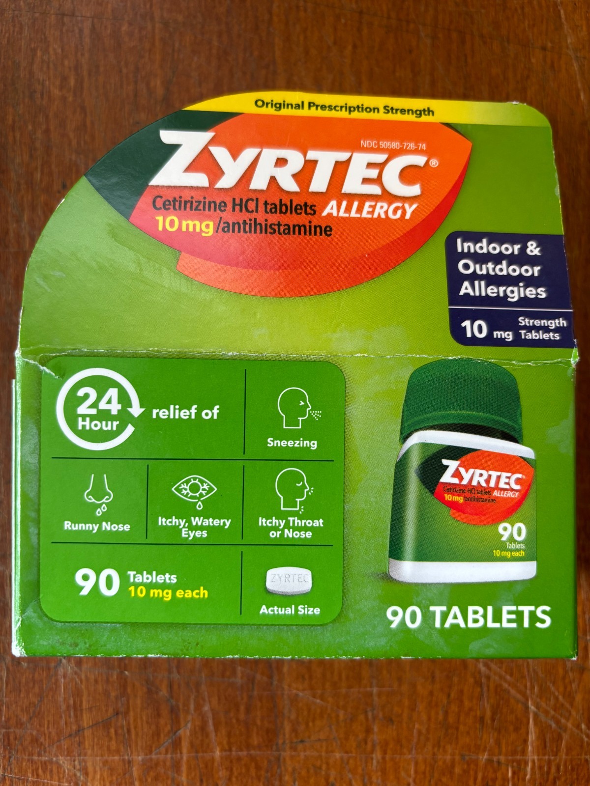 Zyrtec Allergy Relief 10mg Tab 90/ct DENT BOX EXP: 03/2028