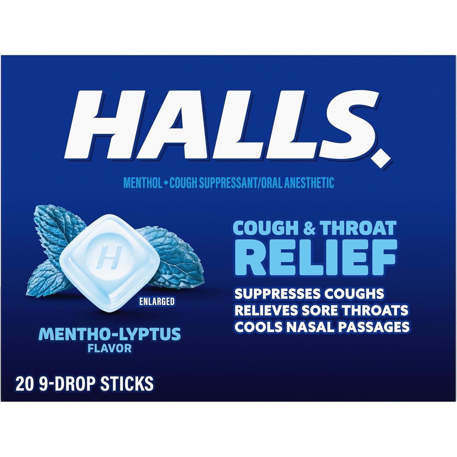 HALLS Cough & Throat Relief Mentho-Lyptus Cough Drops, 180 ct