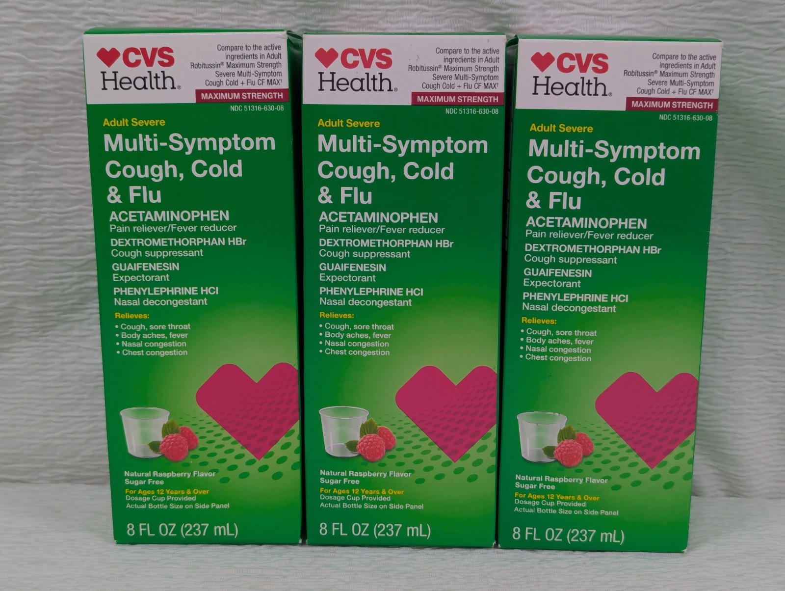 CVS Health – Severe Cough & Sore Throat Liquid – 8oz – exp 03/27 – 3 Pack
