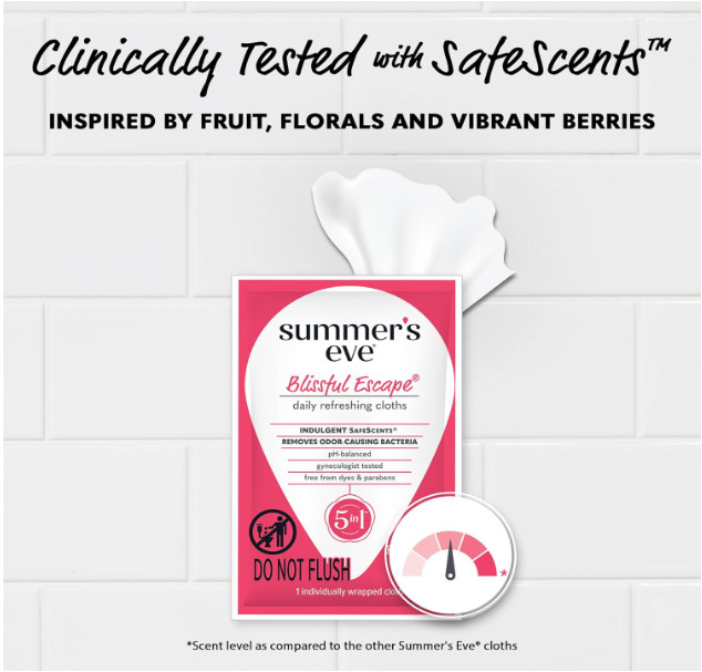 Summer’s Eve Blissful Escape Feminine Wipes, Gentle pH-Balanced Formula Helps Co