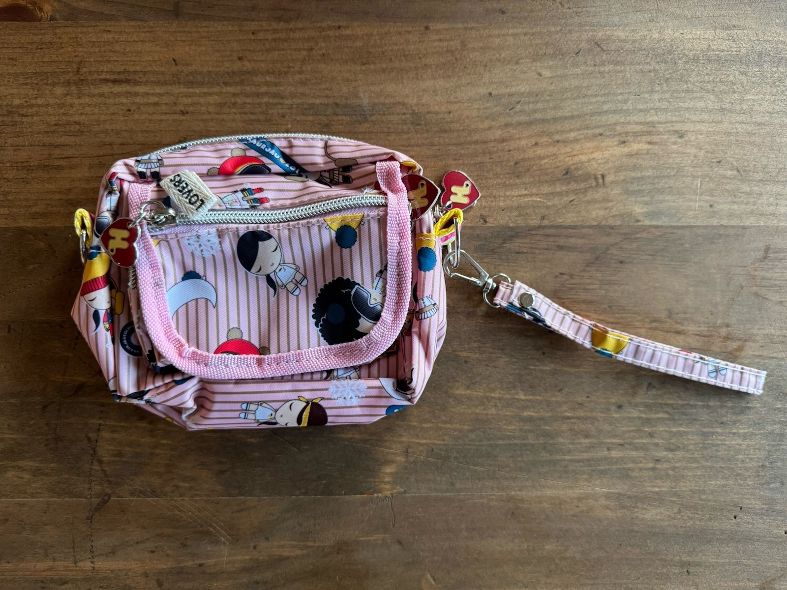 Harajuku Lovers Gwen Stefani Zippered Makeup Cosmetic Pouch Bag Wristlet Charm