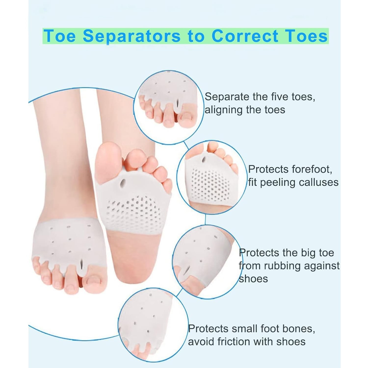 4 Pairs Hyggear Silicone Toe Separators for Women & Men, Spacers Bunion FAST USA
