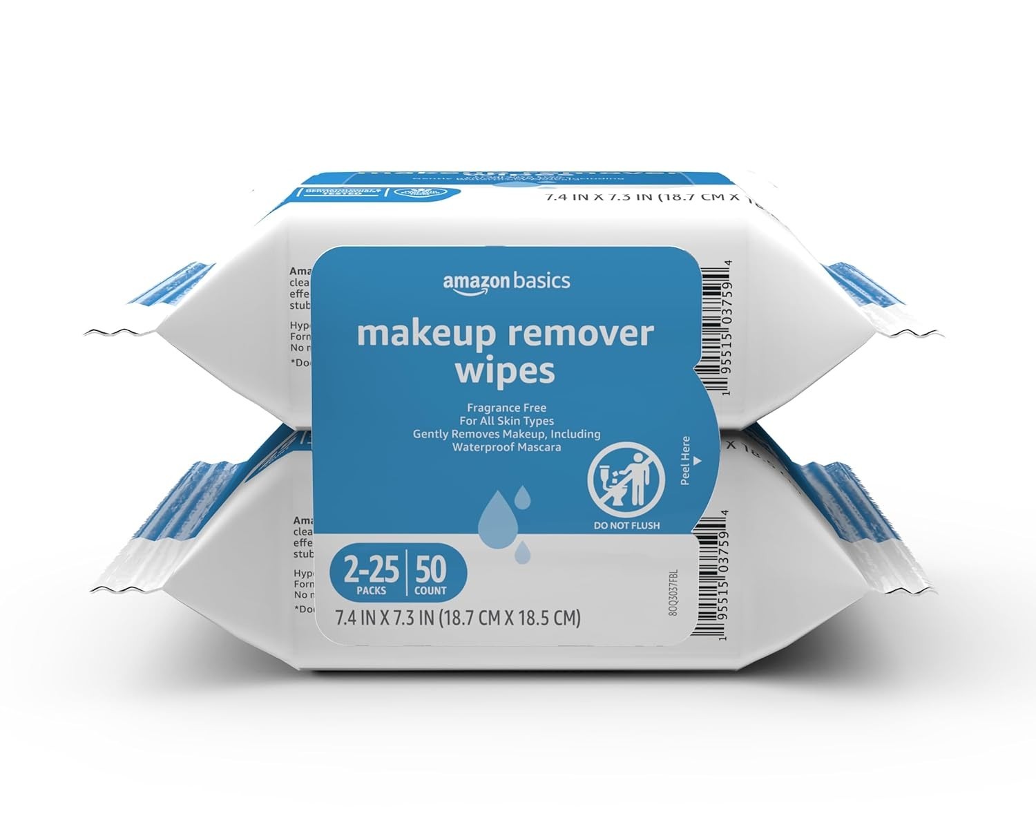 Amazon Basics Makeup Remover Wipes – 50CT, Fragrance-Free & Gentle