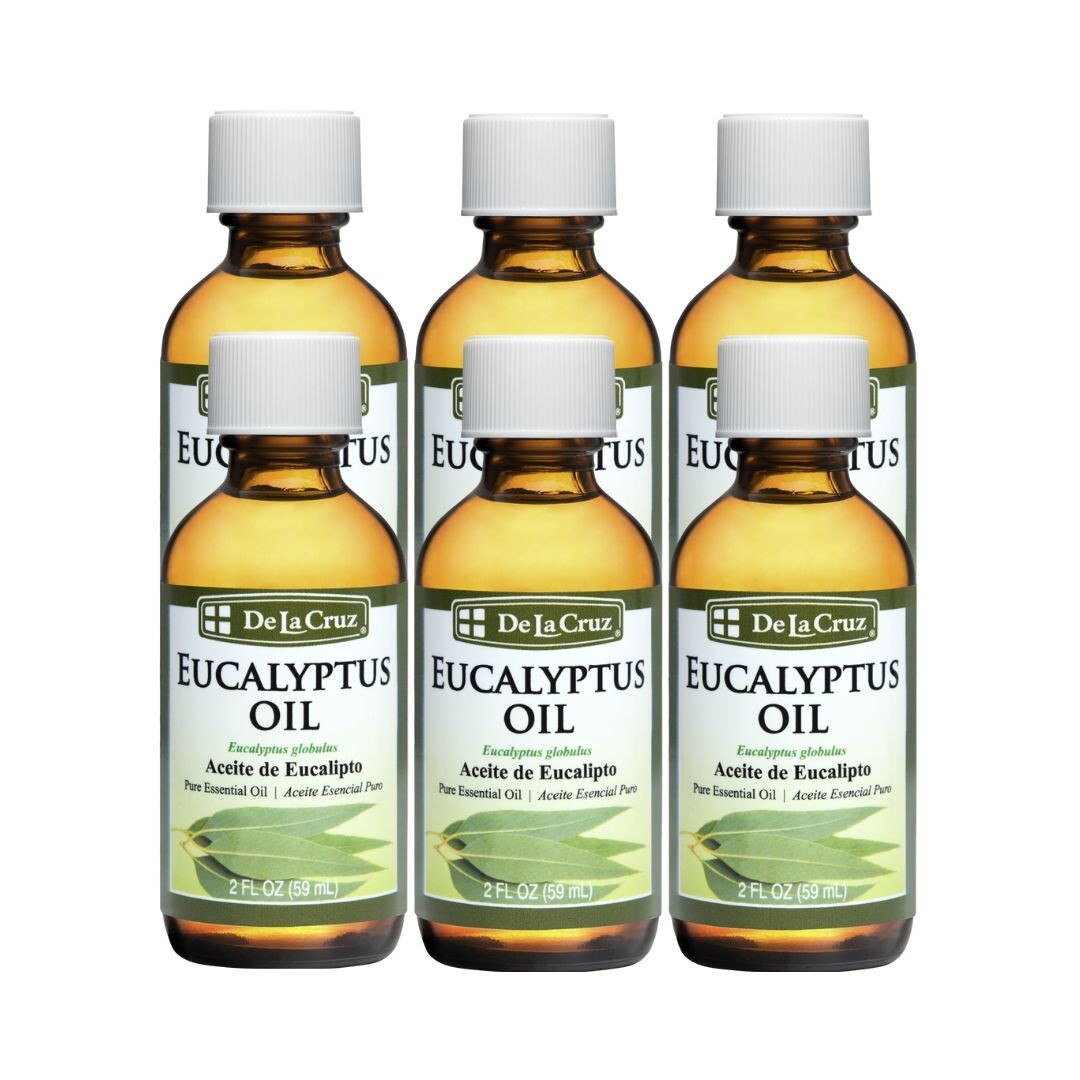 De La Cruz® Pure Eucalyptus Essential Oil 2 FL OZ (6 BOTTLES) / Bottled in USA