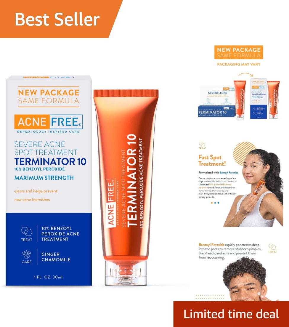 Rapid Relief Acne Treatment: 10% Benzoyl Peroxide Spot Treatment – 1 Ounce