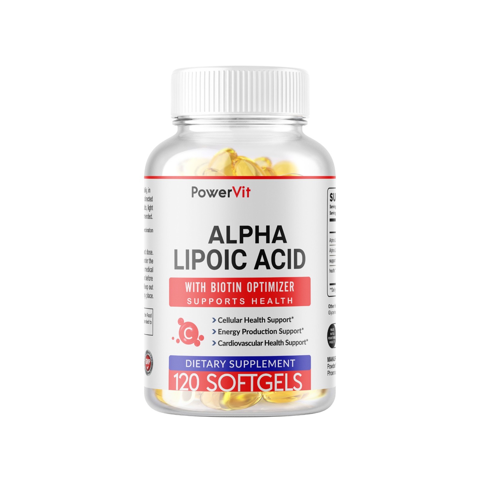 Alpha Lipoic Acid 600mg 240 Softgel with Biotin Optimizer USA Made 2 Bottles