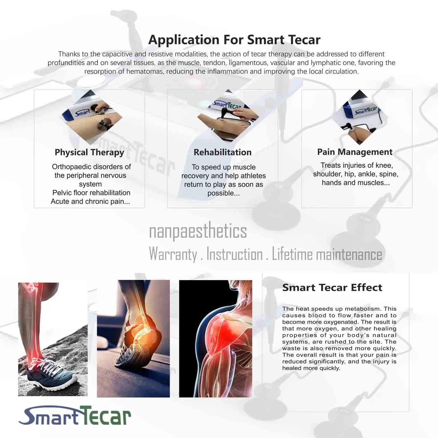 Smart Tecar Therapy Machine RET CET Physiotherapy Body Slim Massage Pain Relief