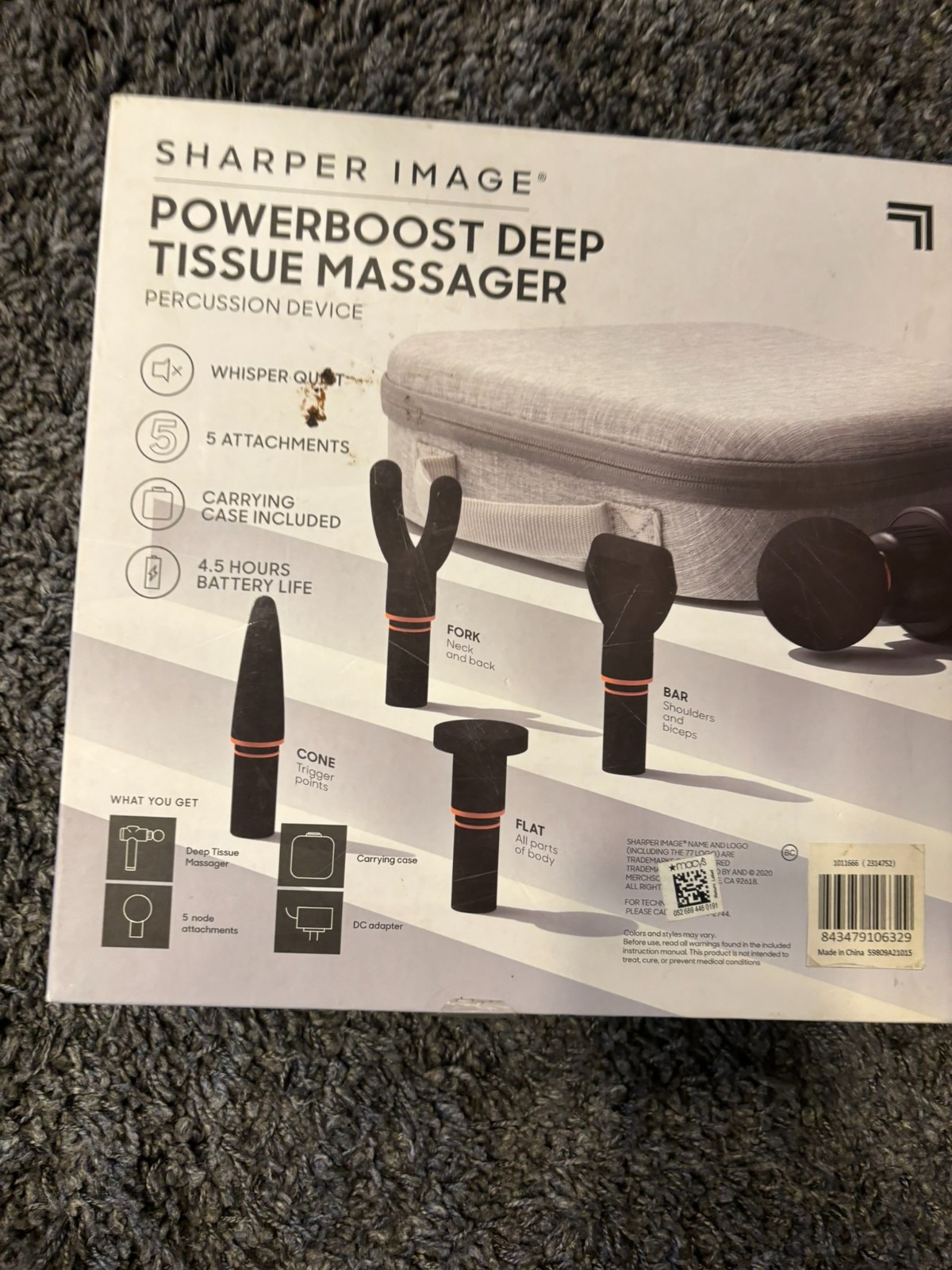 Sharper Image PowerBoost Deep Tissue Massage Gun Percussion Massager w/ Case