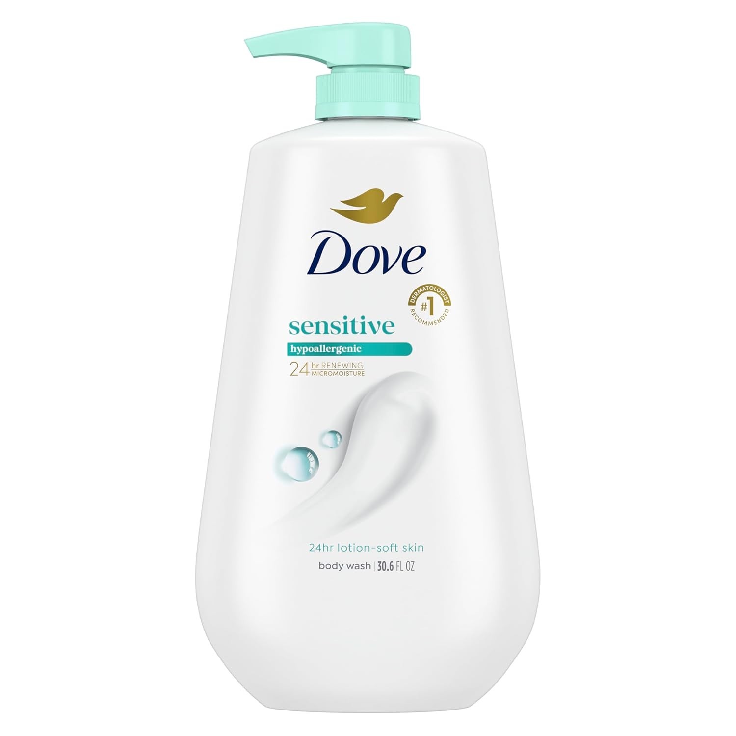 Dove 24hr Lotion Body Wash Sensitive Skin with Pump, 30.6 oz | Hypoallergenic .