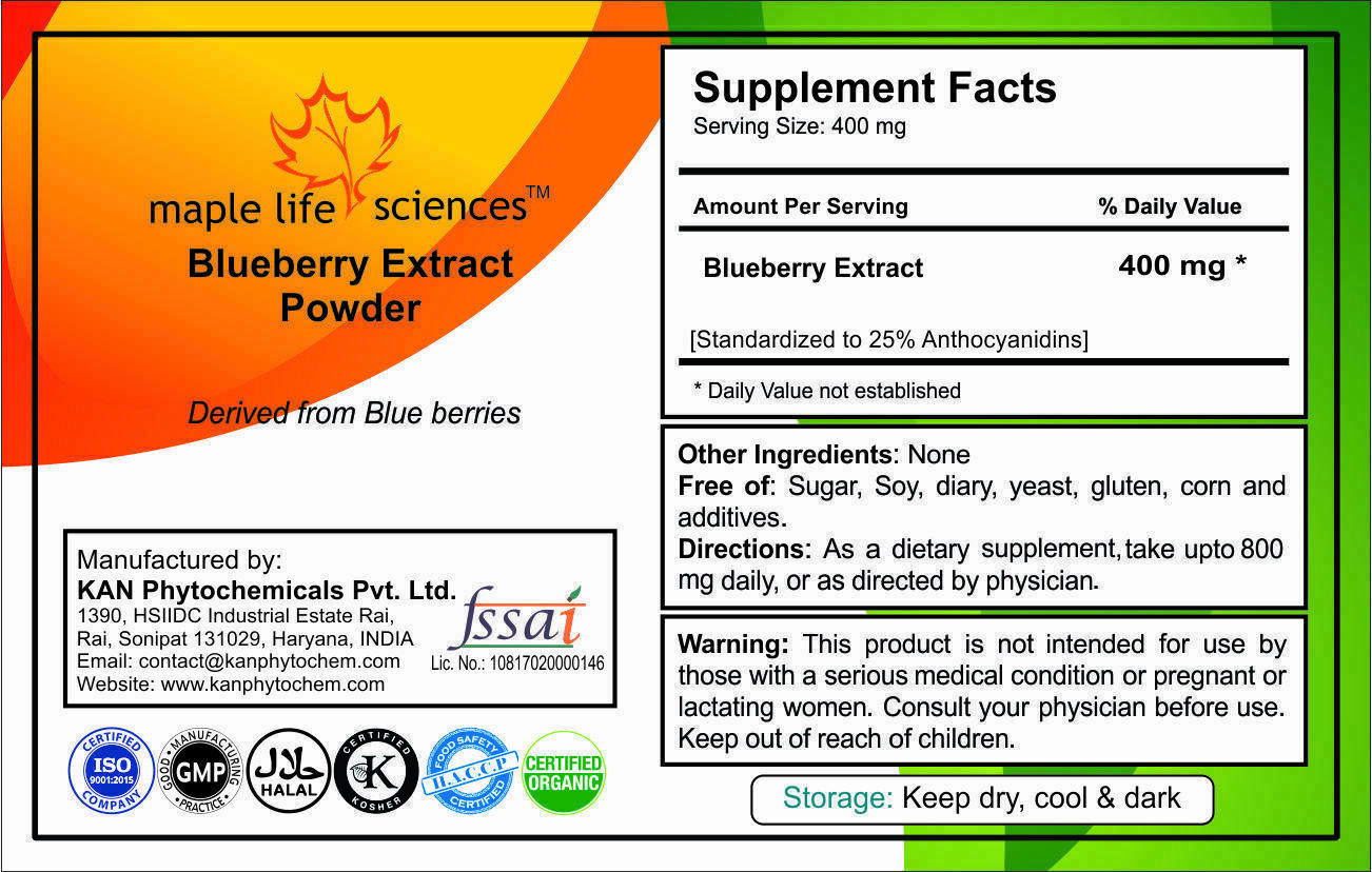 Blueberry Extract Powder 25% Anthocyanidins Pure & High Quality