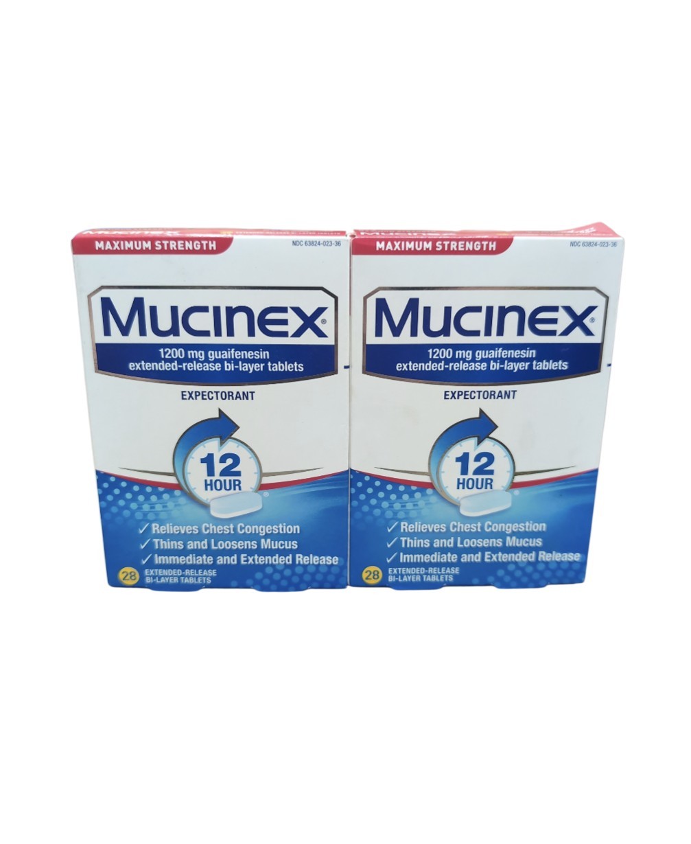 2 Pack Mucinex Maximum Strength Chest Congestion Expectorant 1200 mg Tablet 9/26