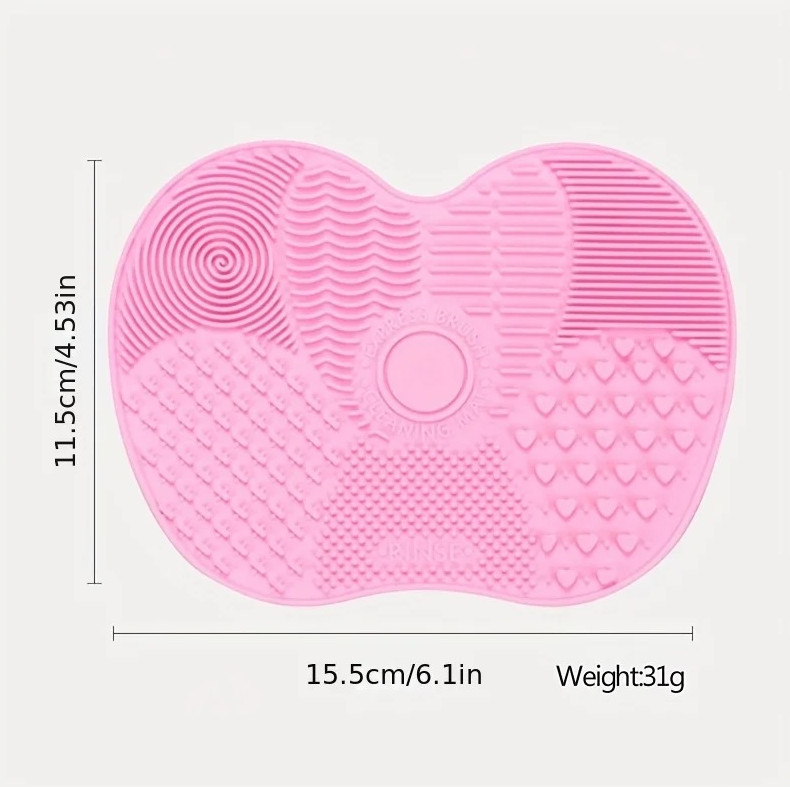 1pc Silicone Makeup Brush Cleaner Pad Apple Shape with Suction Cup Tool – NEW GH