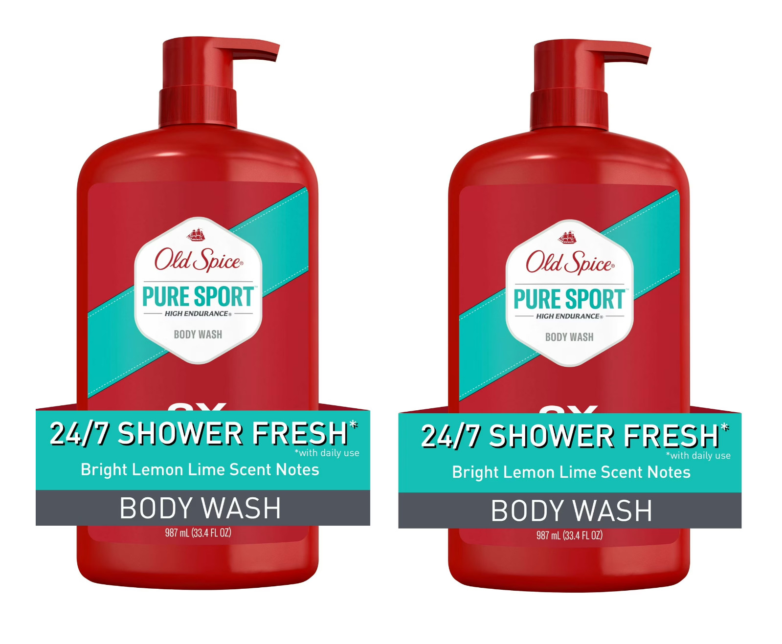 Old Spice High Endurance Body Wash for Men, Pure Sport Scent, 33.4 fl oz Shower