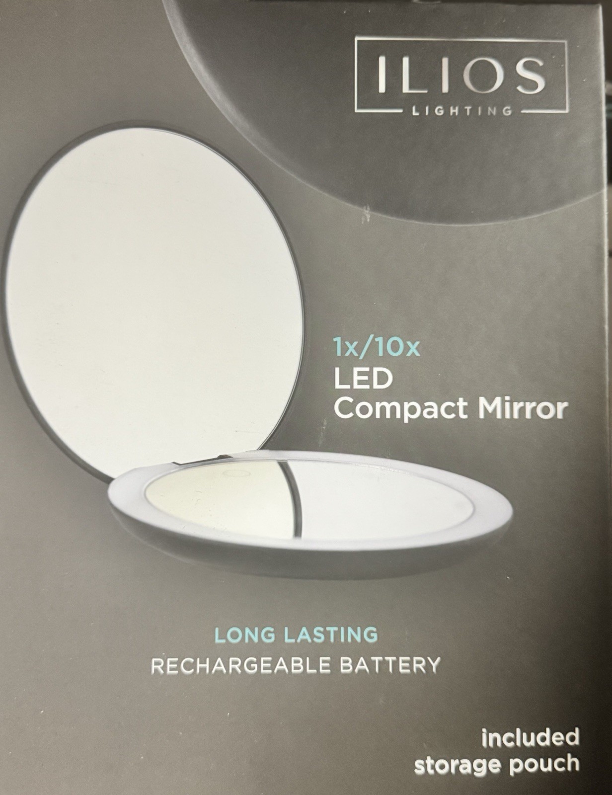 LED Compact Mirror 10X Magnifying Mirror with Light Travel Mirror