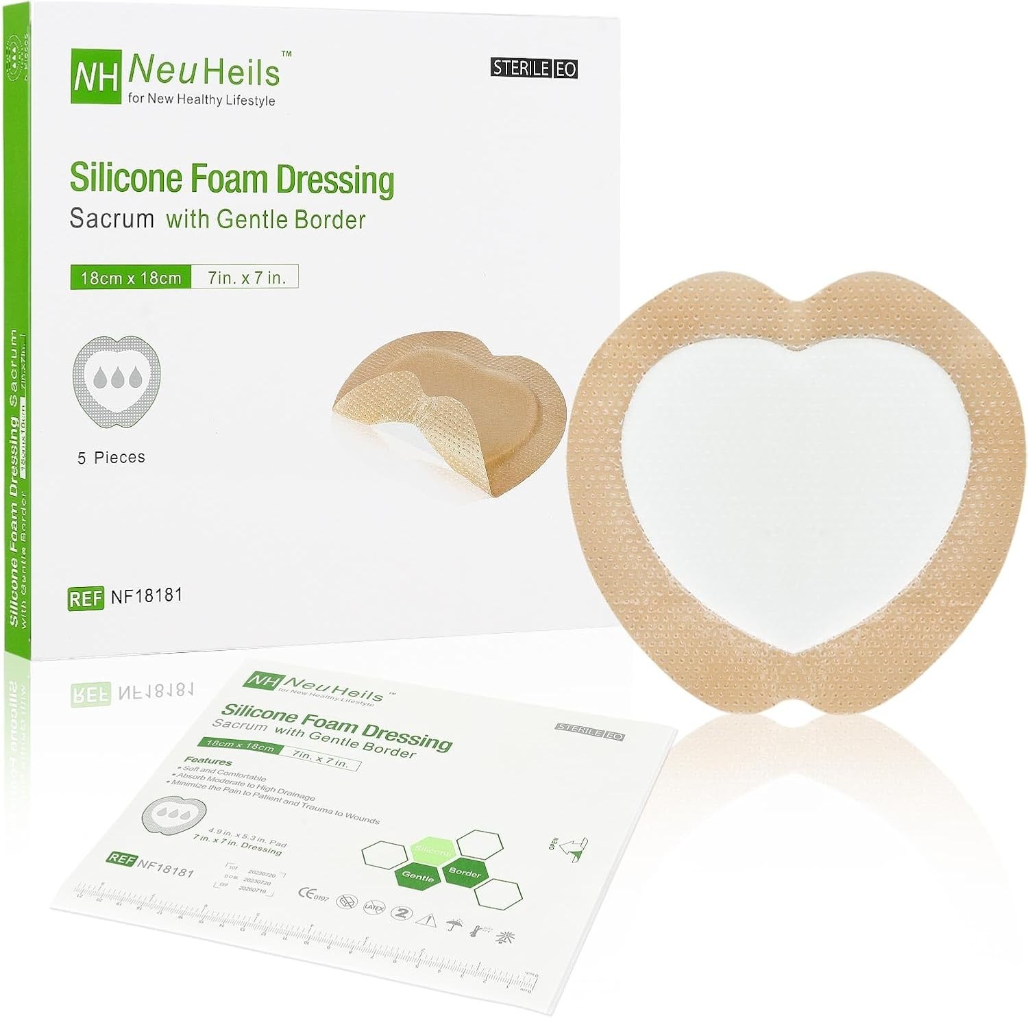 Sacrum Silicone Foam Dressing with Gentle Border for Sacral Ulcer, Pressure U…
