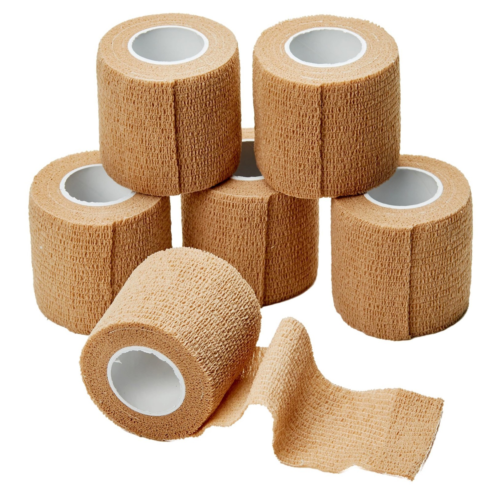 Self-Adhesive Cohesive Wrap Bandages 2″ x 5 Yards – 6 Pack, Skin Tone, Medical S