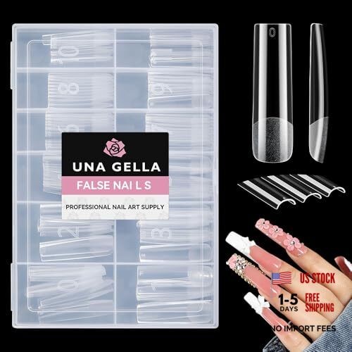 Long Square Gel Nail Tips XXL: Pre shaped Full Cover Gel Tapered Square
