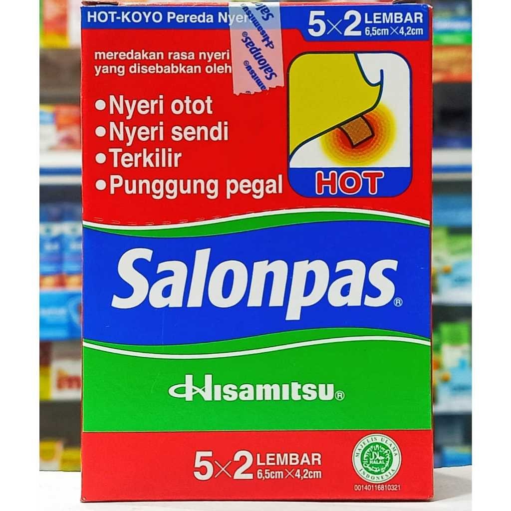 1 Box SALONPAS HOT Muscle Pain and Sprain Relief Patches 5×2