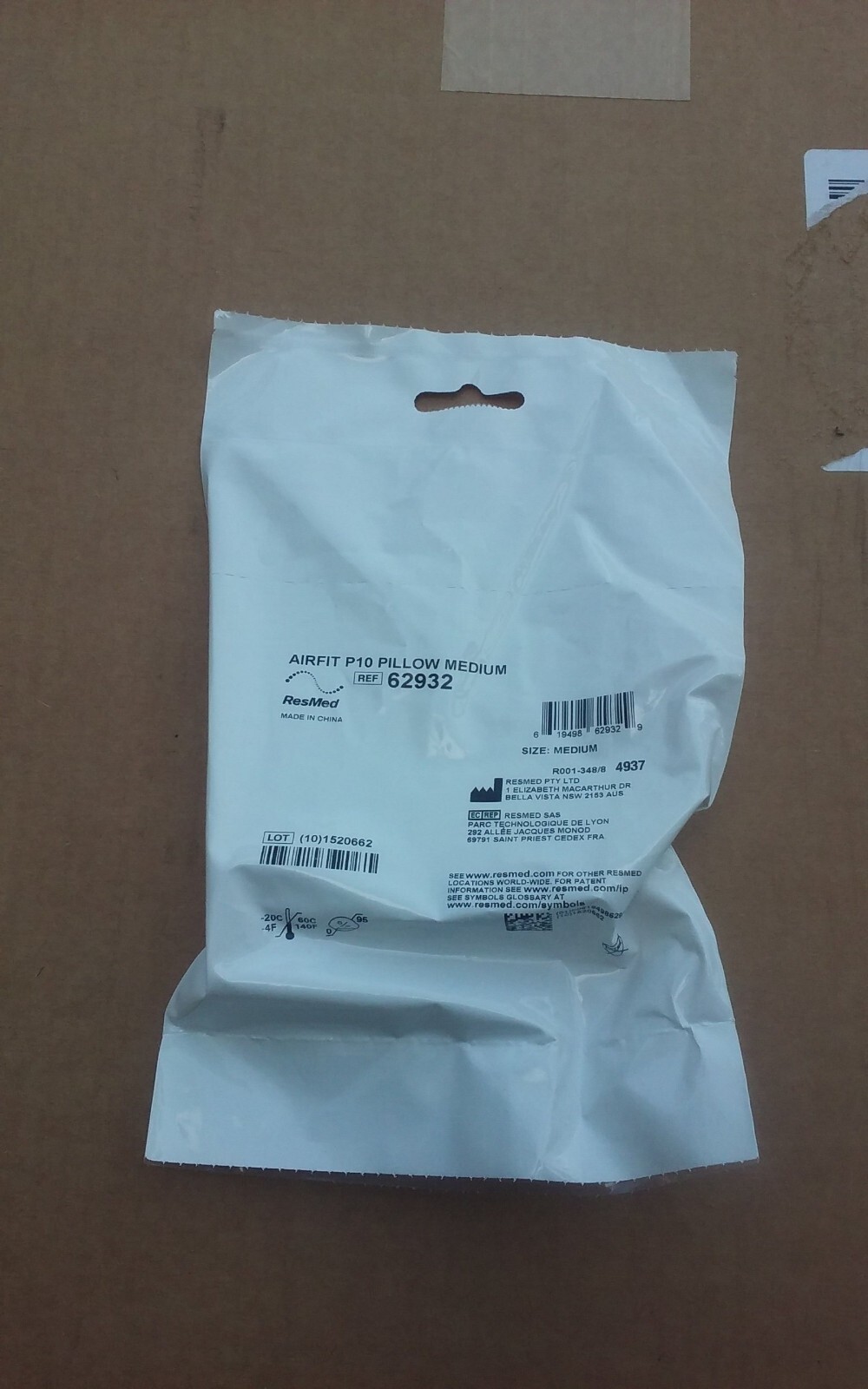 RESMED REPLACEMENT PART # 62932 AIRFIT P10 BAGGED NOSE AIR PILLOW MEDIUM