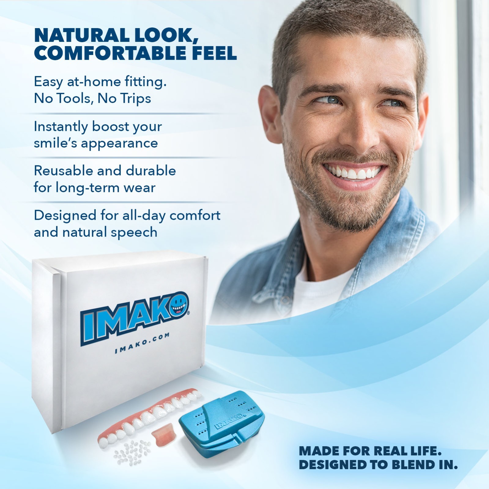 Imako® Premium Cosmetic Teeth Small Natural White 2 Pack- DIY Makeover -USA Made