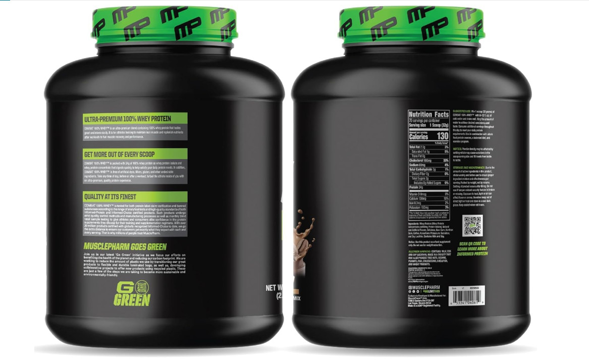 MusclePharm Combat 100% Whey Protein Cappuccino 5lb 70 Servings Whey Isolate Pro