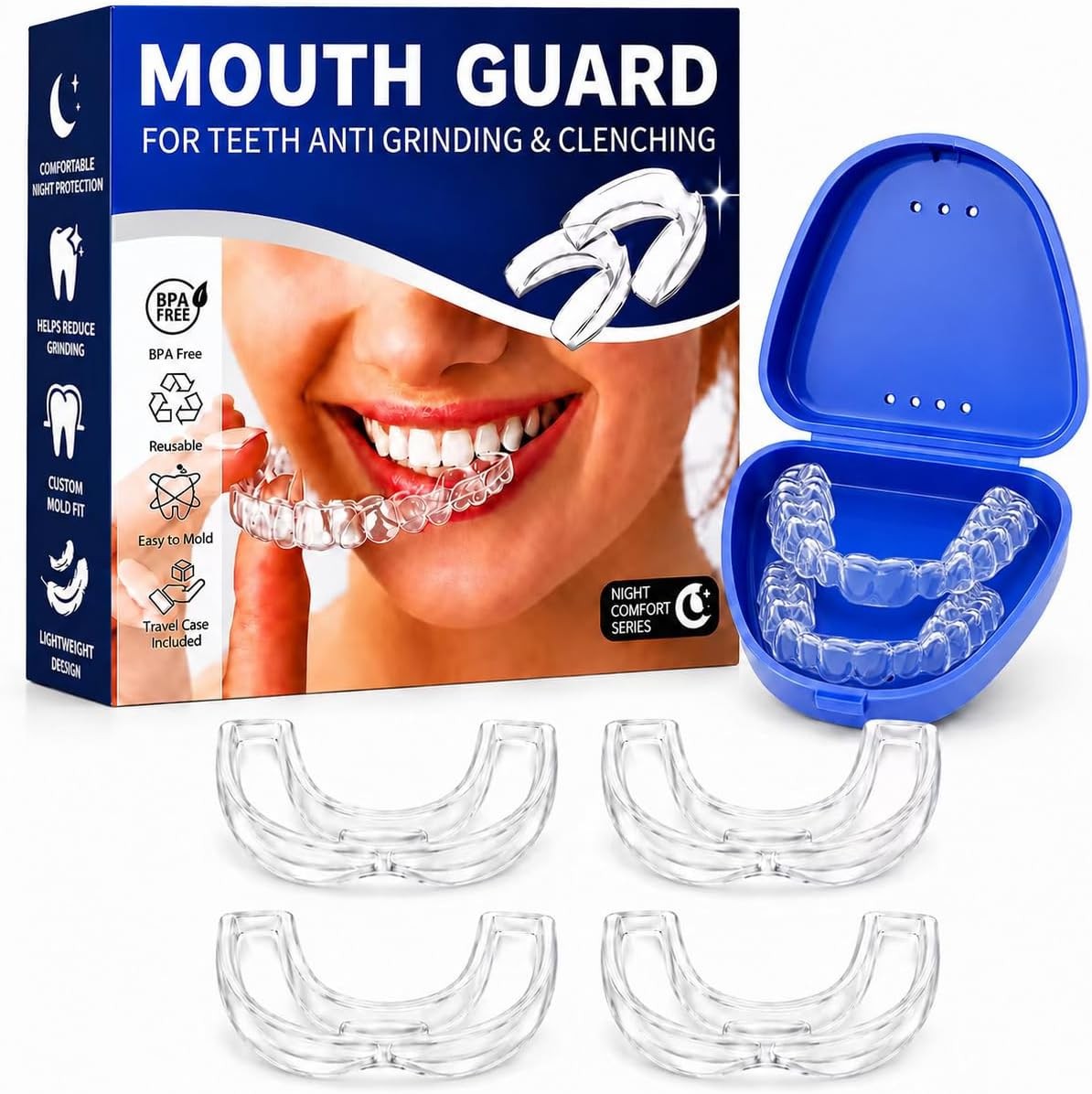 Anti Grinding Mouth Guard for Clenching Teeth at Night, Teeth Grinding Mouthguar