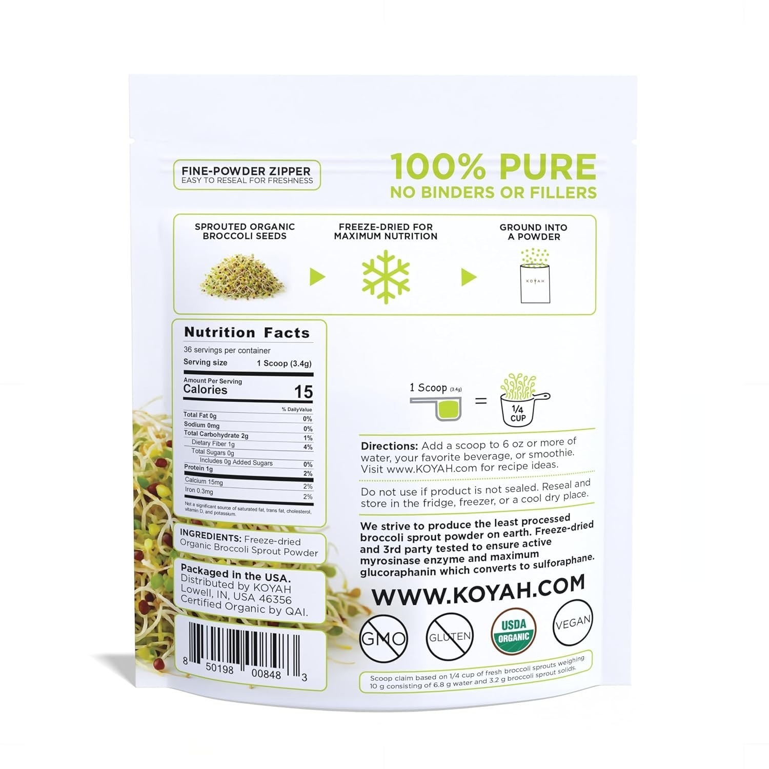 Organic Broccoli Sprout Powder, Freeze-dried: 36 Servings | Grown, 1 Scoop =…