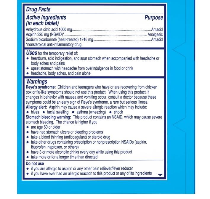 Alka-Seltzer Effervescent Tablets Original Flavor, Fast Multi-Symptom Relief …