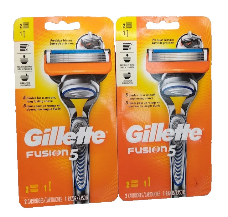 2X Gillette Fusion 5 Men’s Razor Precision Trimmer 1 Razor and 2 Cartridges Each