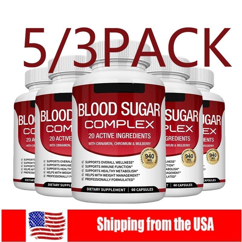 NEW 5/3bottles Blood Sugar Complex w/ Cinnamon, Chromium & Mulberry 60 Capsules