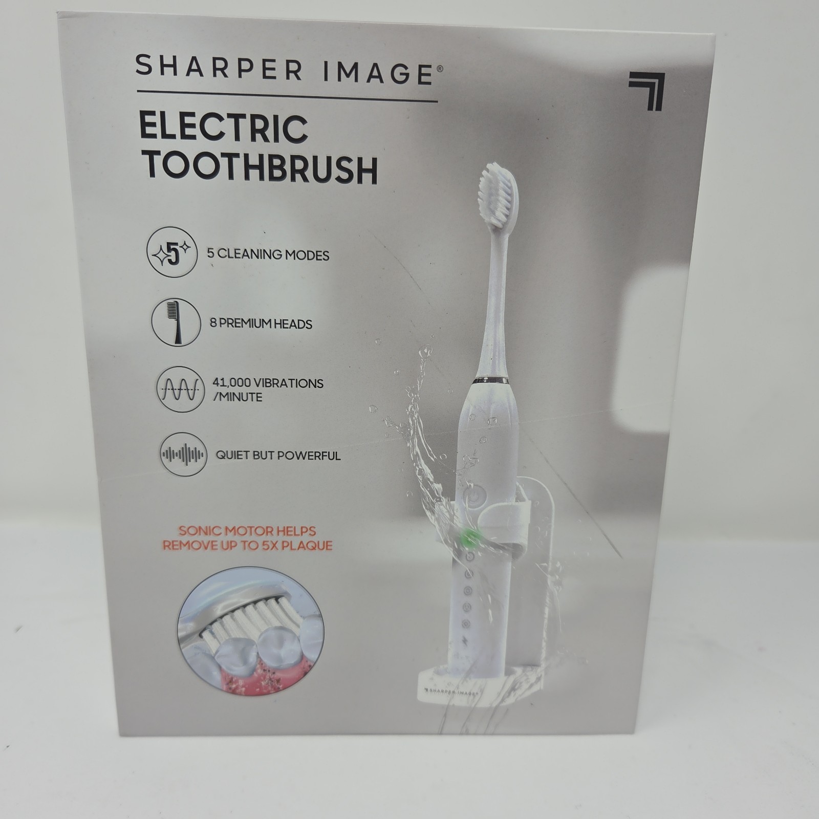 Sharper Image Electric Rechargeable Toothbrush Set White 5 Modes Timer Travel