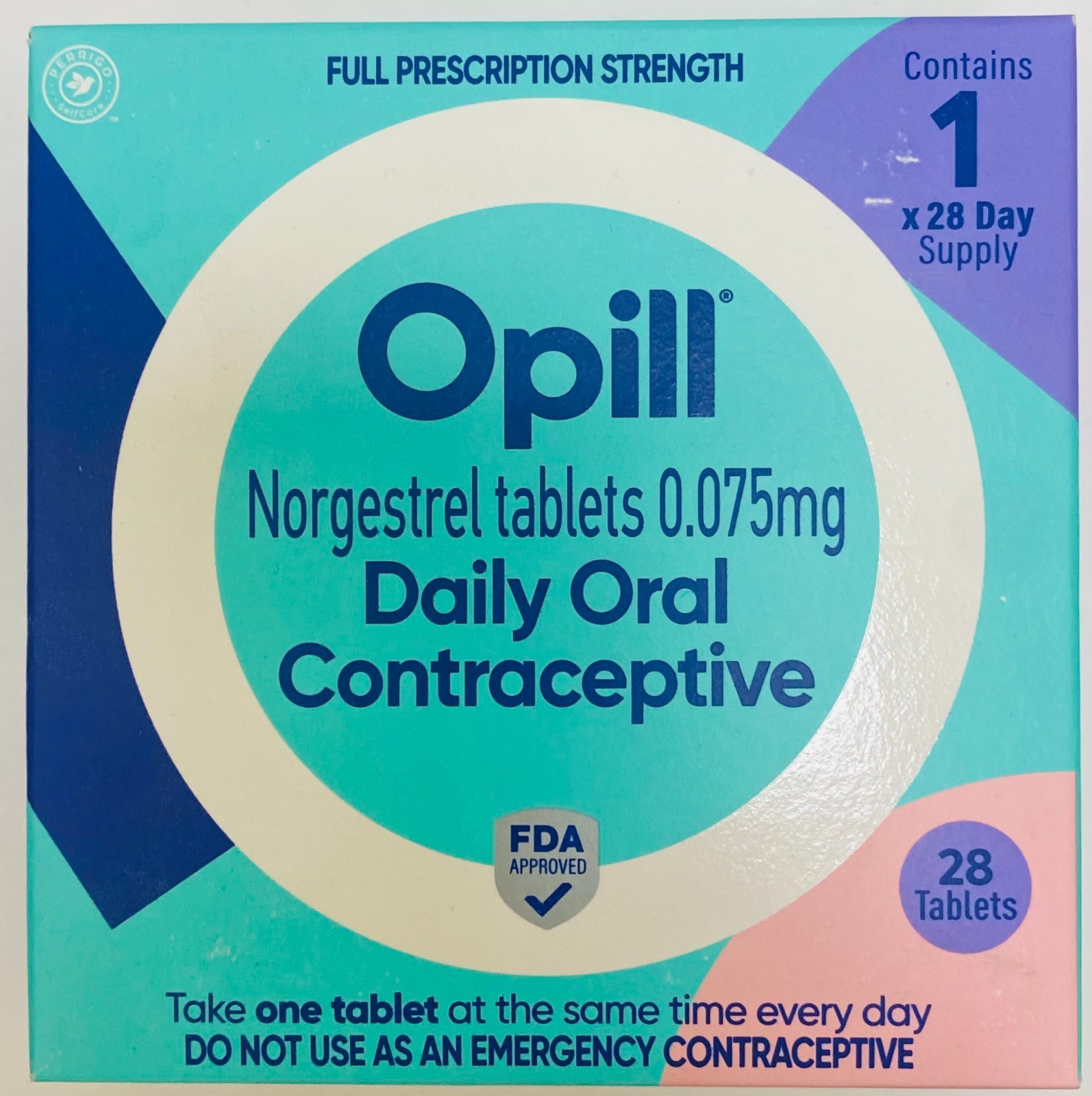 Opill Norgestrel 0.075mg Oral Contraceptive 28-Day Supply Exp 08/2026