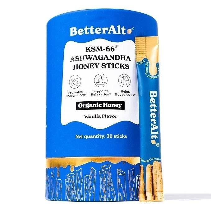Better Alt KSM-66 Ashwagandha Honey Sticks Organic Multiflora for Relaxation.