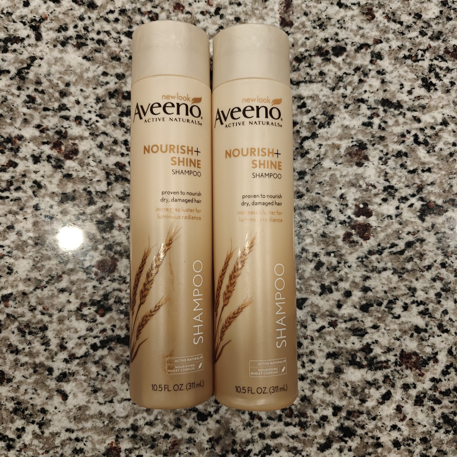 Aveeno Active Naturals NOURISH + SHINE SHAMPOO Wheat Complex 10.5oz (2) New
