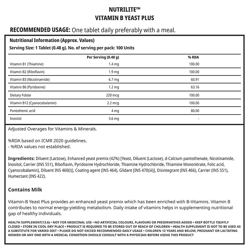NUTRILITE® Vitamin B Yeast Plus | 7 essential B-vitamins | Provides energy, 100N
