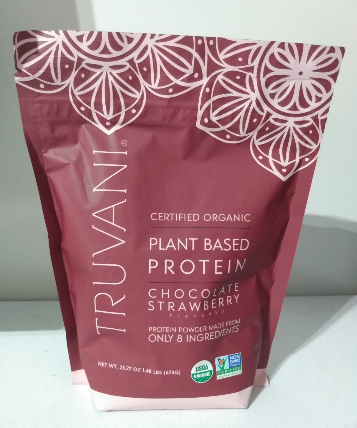 TRUVANI PLANT BASED PROTEIN POWDER CHOCOLATE STRAWBERRY 23.77 OZ / 1.48 LB 04/28