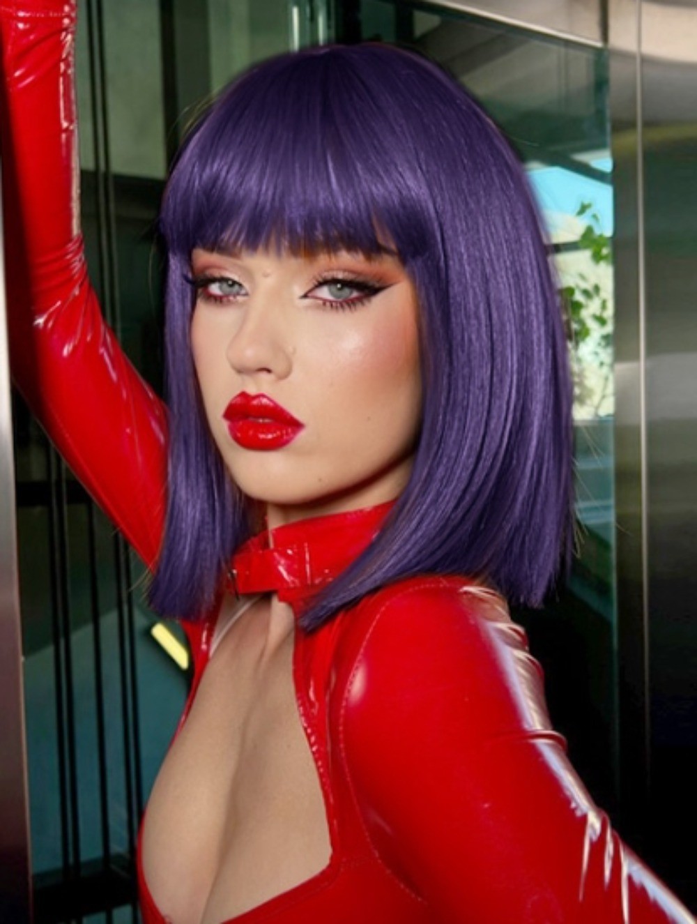 Women Short Straight Bob Wigs Heat Resistant Cosplay Party Halloween Wig 12 Inch