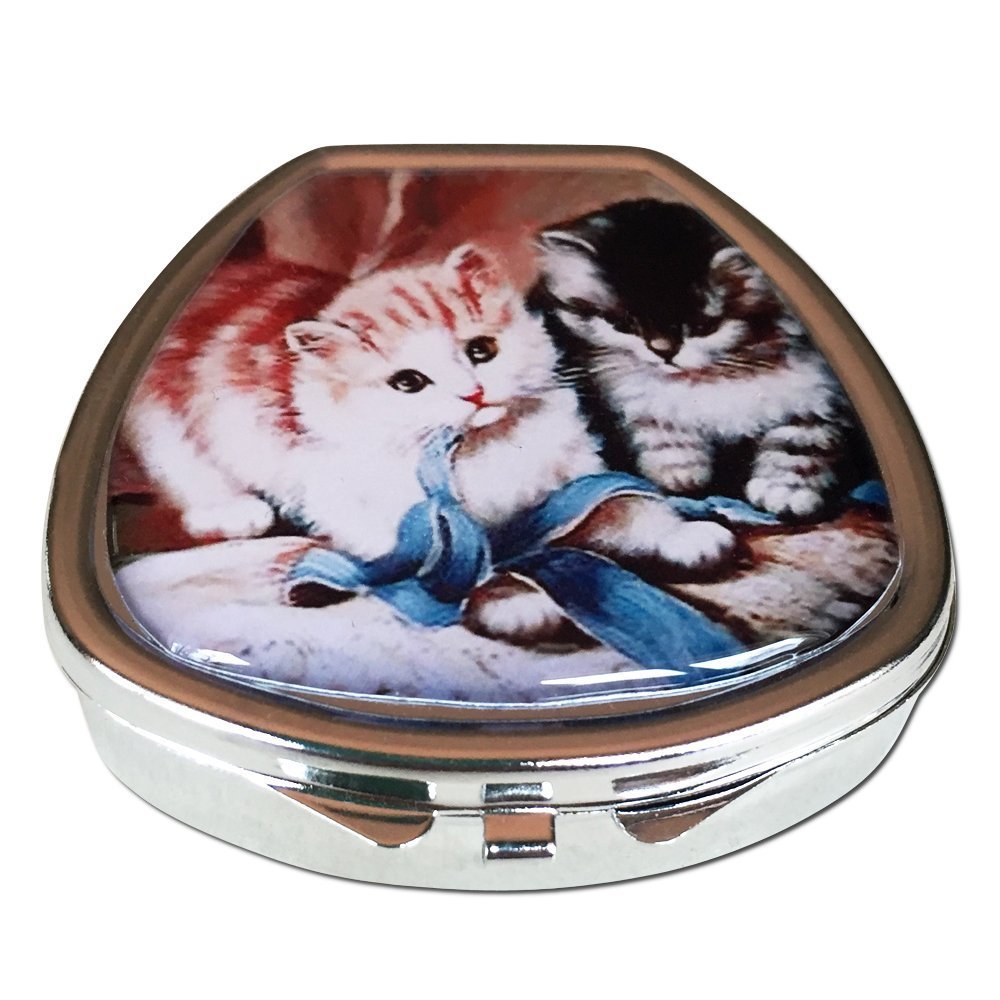 Kittens Single Section Small Daily Pill Box Medication Case for Pocket or Purse
