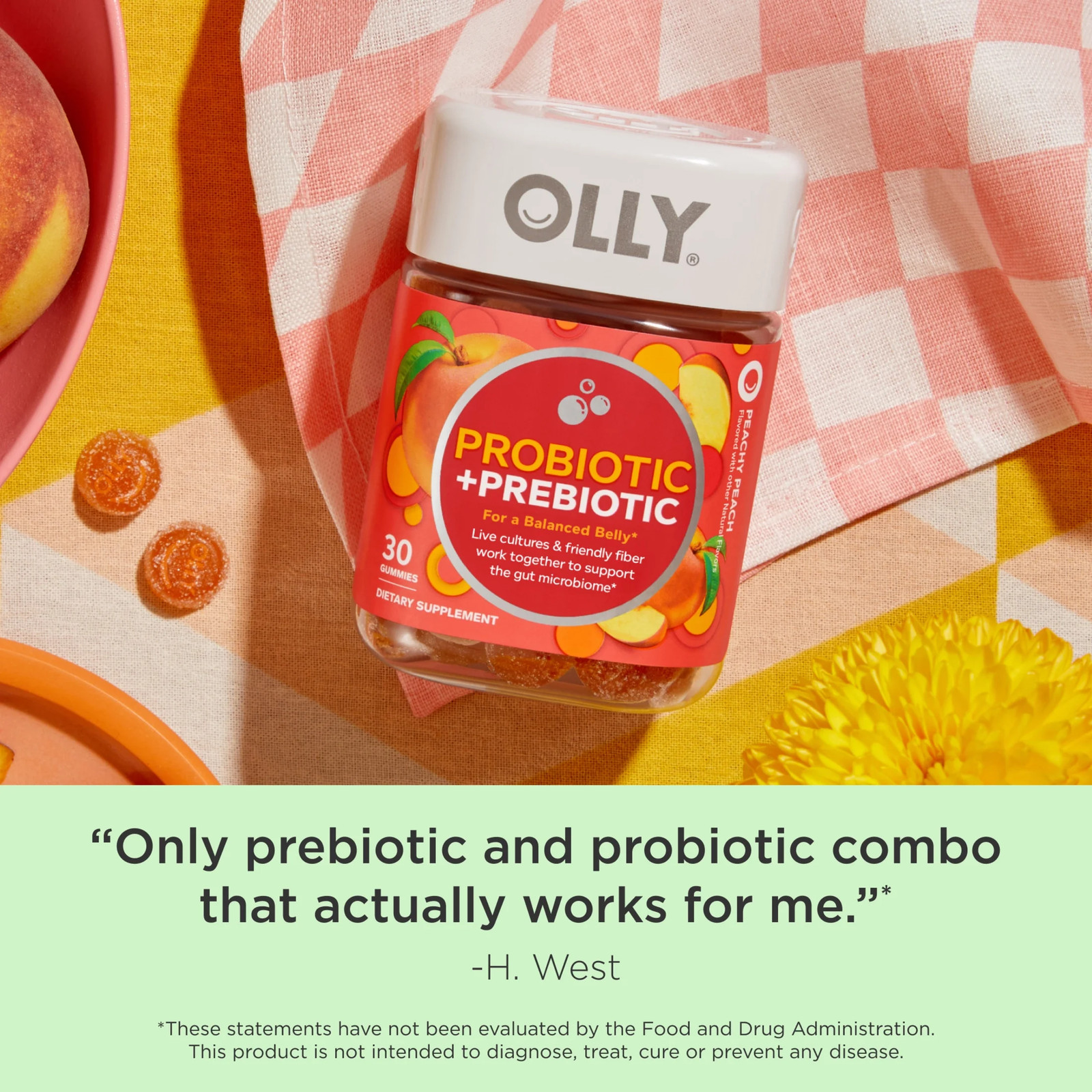 OLLY Probiotic + Prebiotic Fiber Gummy, Digestive + Gut Health Supplement for Ad