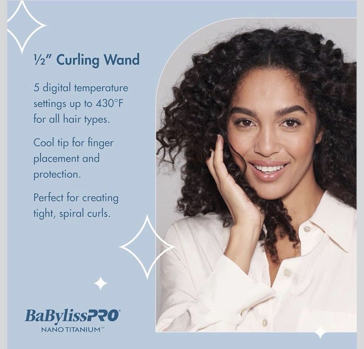 BaBylissPRO Nano Titanium 1/2″ Curling Wand, 430°F