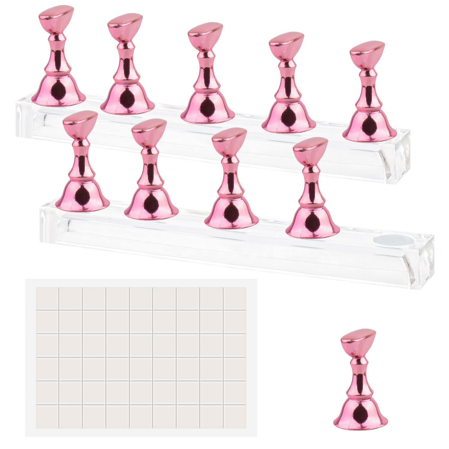 2× Magnetic Nail Stand for Press On Nails Display Practice Art Fake Nail Holder