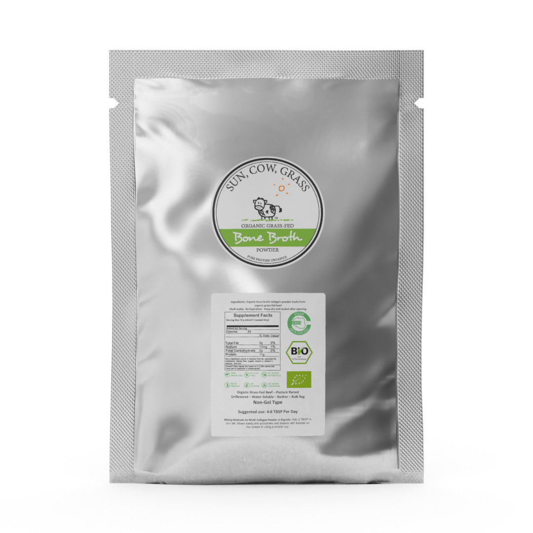 Bone Broth Powder – Pure Protein Organics – Grass-fed (5LB / 2200g)