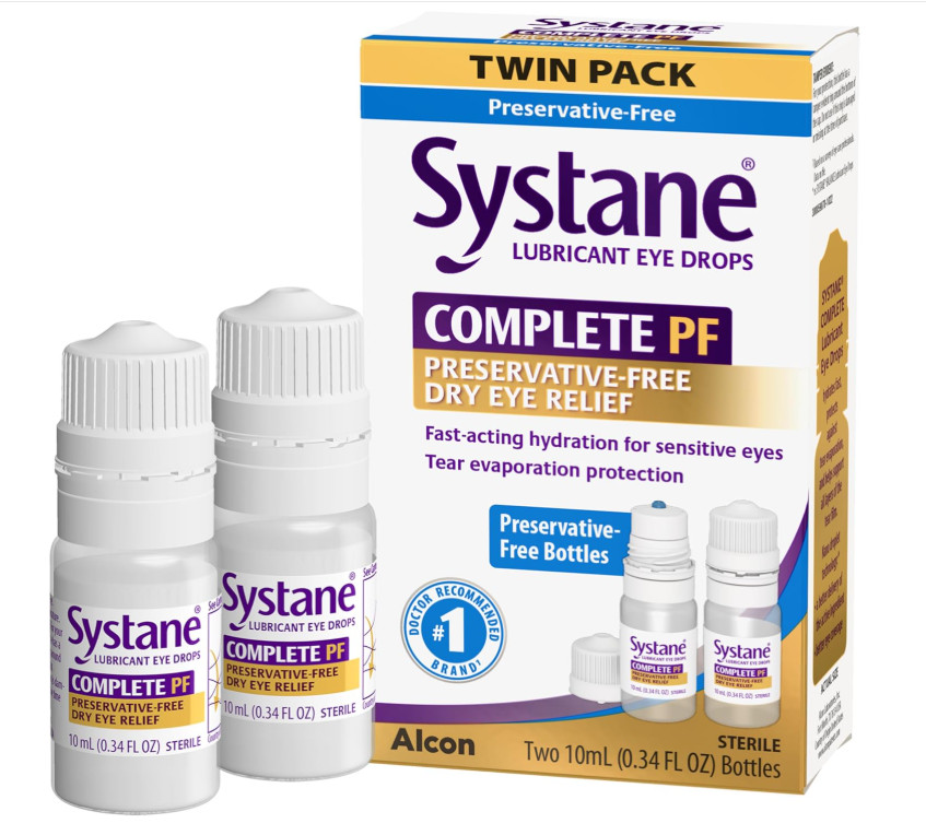 Complete PF Multi-Dose Preservative Free Dry Eye Drops 0.34 Fl Oz, 2 Pack