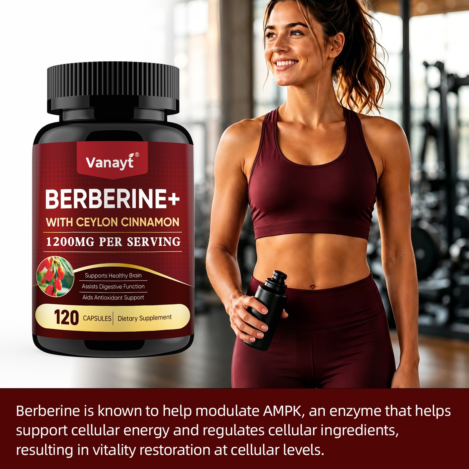 Berberine 1200mg High Absorption Capsules Metabolic & Immune Support 120 Ct
