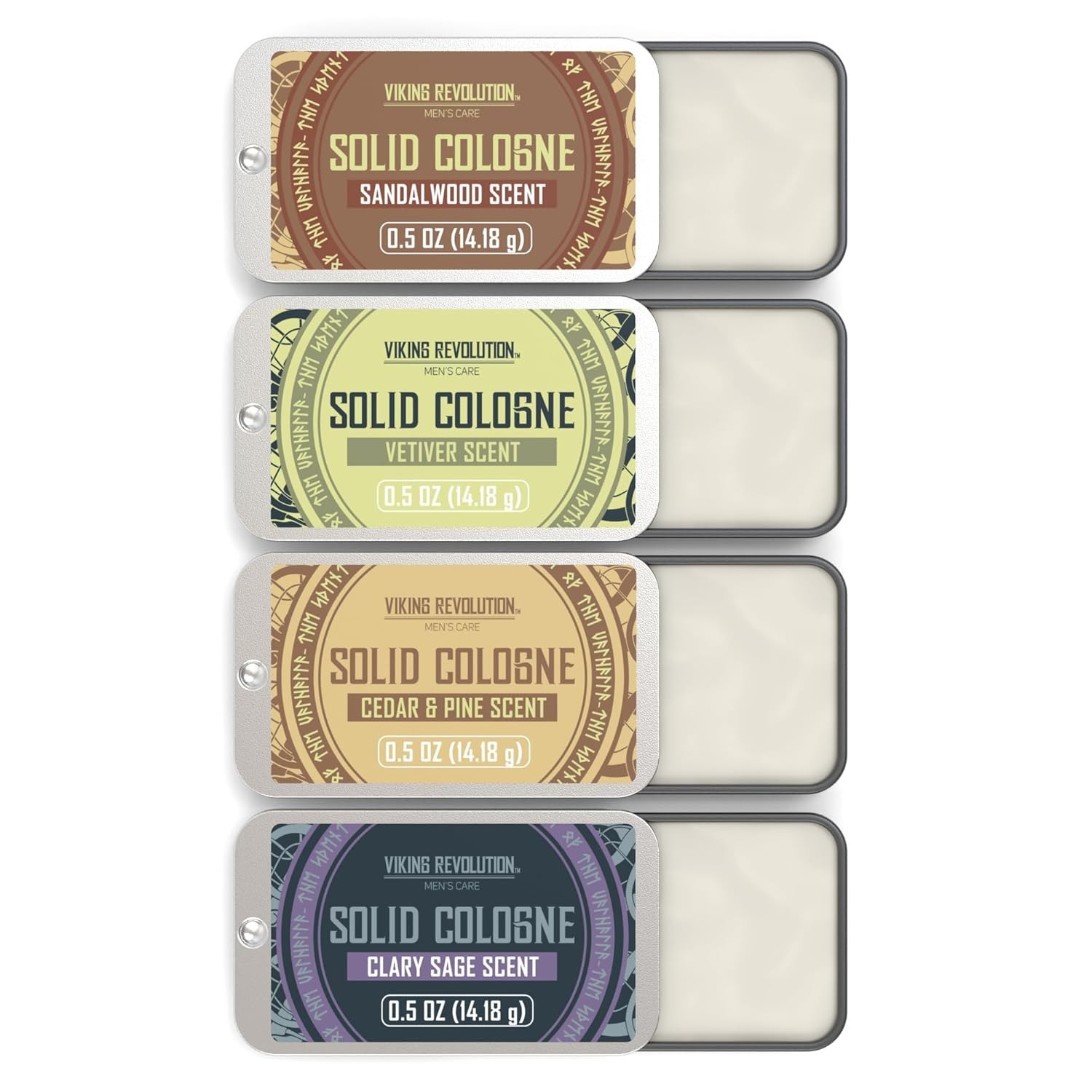 Viking Revolution Mens Solid Cologne 4 Pack Cedar Sage Vetiver Sandalwood